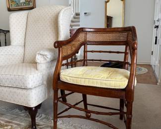 Cane Barrel Chair, Wing Chair