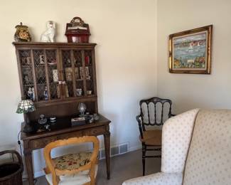 Beautiful Rush Seat Chair, Chinese Wedding Basket Antique, Staffordshire Dog