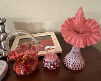 Collection of Fenton Cranberry Glass