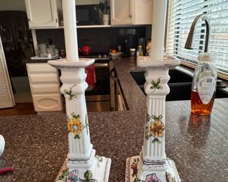 Italian Pottery Candlesticks