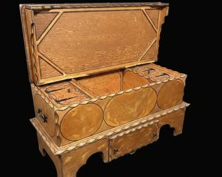 Vintage Carved Cedar Chest with Drawers