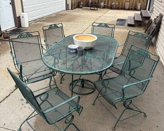 Vintage Woodard Wrought Iron Patio Dining Set
