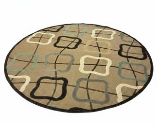 Mid-Century Modern Geometric Round Rug