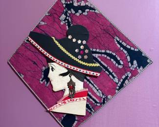 Alice Gatewood Waddell Batik Fabric Wall Hanging with Figural Portrait