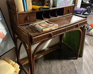 Vintage Bamboo and Rattan Writing Desk