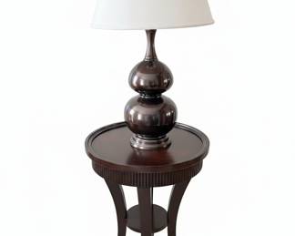Dark Bronze Finish Table Lamp with Decorative Base and Pedestal Table