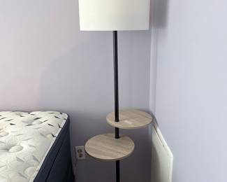 Modern Floor Lamp with Shelves and Drum Shade