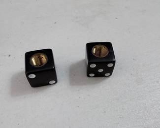 Black Dice Tire Valve Stem Caps with Brass Inserts