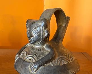Moche Stirrup Spout Vessel with Anthropomorphic Figure