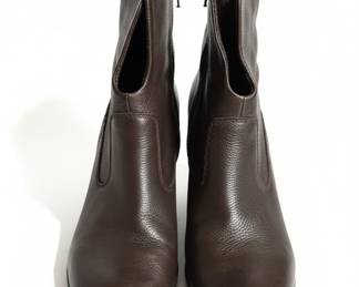 Brown Leather Ankle Boots with Zipper
