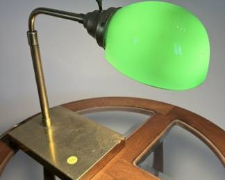 Vintage Banker's Lamp with Green Glass Shade