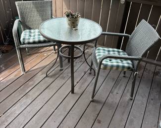 Wicker and Glass Bistro Set
