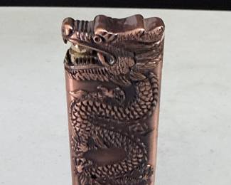 Vintage Dragon Embossed Metal Lighter Case
