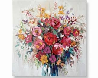 Abstract Floral Painting with Glitter Accents