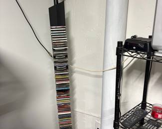 Vintage Halogen Floor Lamp with CD Storage