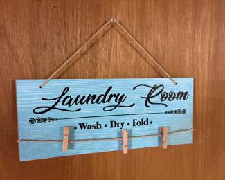 Laundry Room Wash Dry Fold Sign with Clothespins
