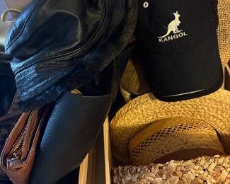 Kangol Baseball Cap and Black Leather Bucket Hat with Faux Fur Lining