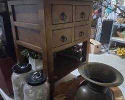 Small, all wood, four drawer table