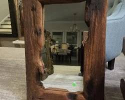 Handmade designer rough wood mirror