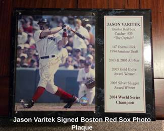 Jason Varitek Signed Boston Red Sox Photo Plaque