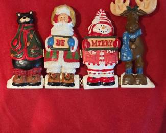 Christmas Figurines Set  Bear, Santa, Snowman, Moose
