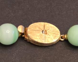 Pale Green Jadeite Bead Necklace with Gold Clasp second image