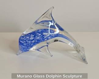 Murano Glass Dolphin Sculpture