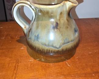 Artisan Pottery Pitcher Signed Dietz with Drip Glaze