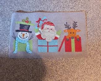 Christmas Hook Rug Mat  Snowman, Santa, Reindeer