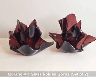 Murano Art Glass Folded Bowls Set of 