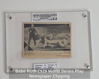 Babe Ruth World Series Play Newspaper Clipping