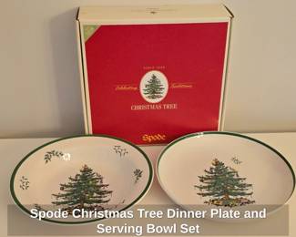 Spode Christmas Tree Dinner Plate and Serving Bowl Set