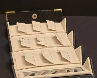 Vintage Black Faux Leather Jewelry Box with Mirror second image