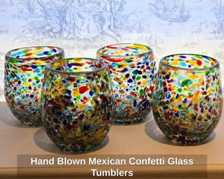 Hand Blown Mexican Confetti Glass Tumblers