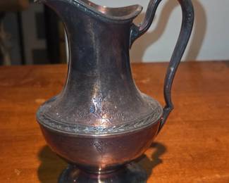 Silver Plated Pitcher with Engraved Band