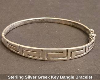 Sterling Silver Greek Key Bangle Bracelet