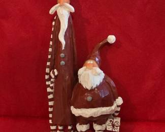 Whimsical Carved Wooden Santa Figurines
