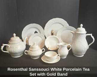 Rosenthal Sanssouci White Porcelain Tea Set with Gold Band