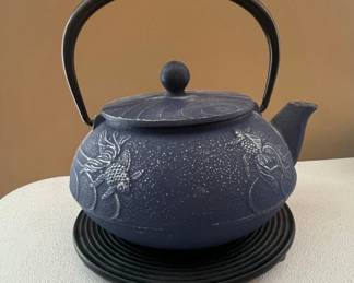 Cast Iron Tea Kettle with Koi Fish Motif