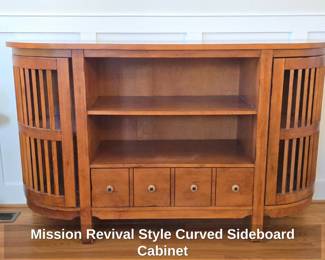 Mission Revival Style Curved Sideboard Cabinet