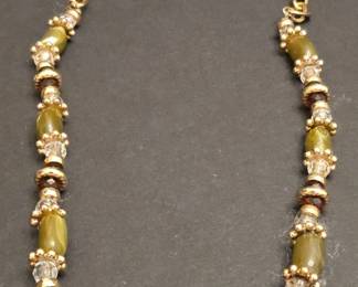 Green Agate and Crystal Beaded Necklace