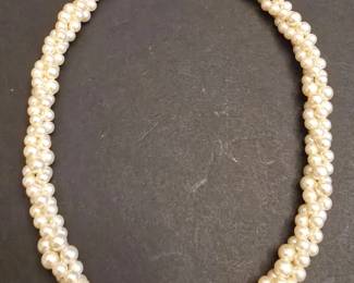 Triple Strand Faux Pearl Necklace with SilverTone Clasp