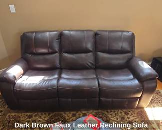 Dark Brown Faux Leather Reclining Sofa