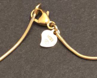 14k Gold Snake Chain Necklace with Station Beads 