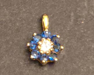 Diamond and Sapphire Flower Pendant