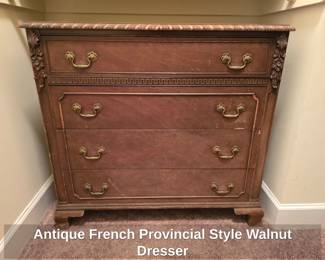 Antique French Provincial Style Walnut Dresser