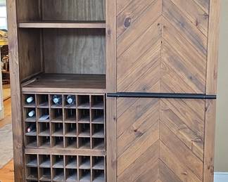 Rustic Farmhouse Barn Door Wine Cabinet with Integrated Wine Refrigerator
