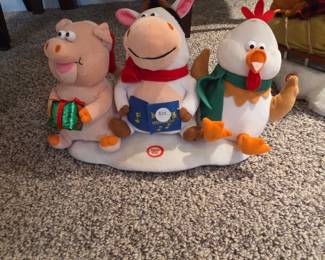 Animated Christmas Farm Animals Plush Trio