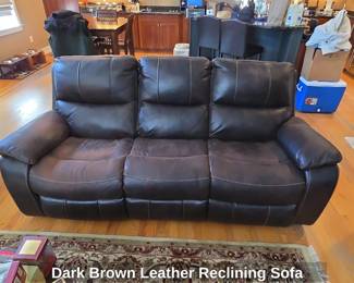Dark Brown Leather Reclining Sofa