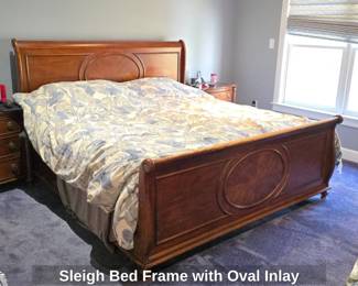 Sleigh Bed Frame with Oval Inlay